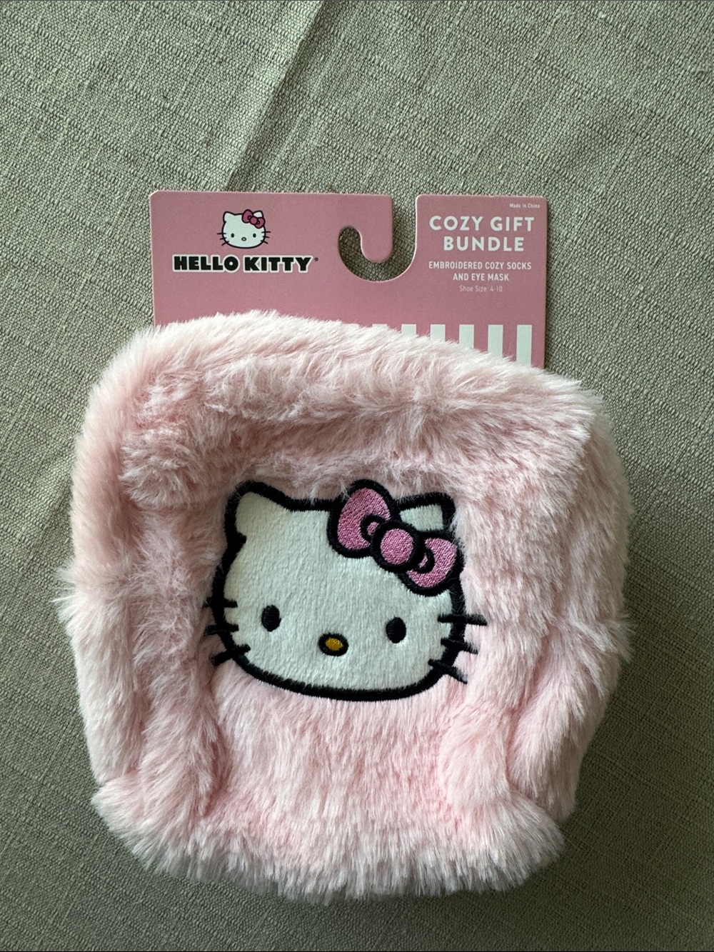 Hello Kitty Pink socks and Eye Mask with Embroidered Face